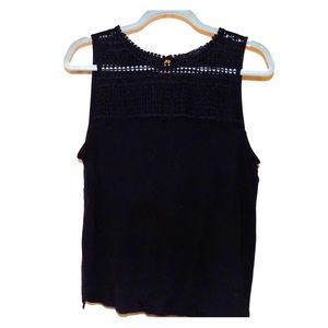 Black woven detail tank top